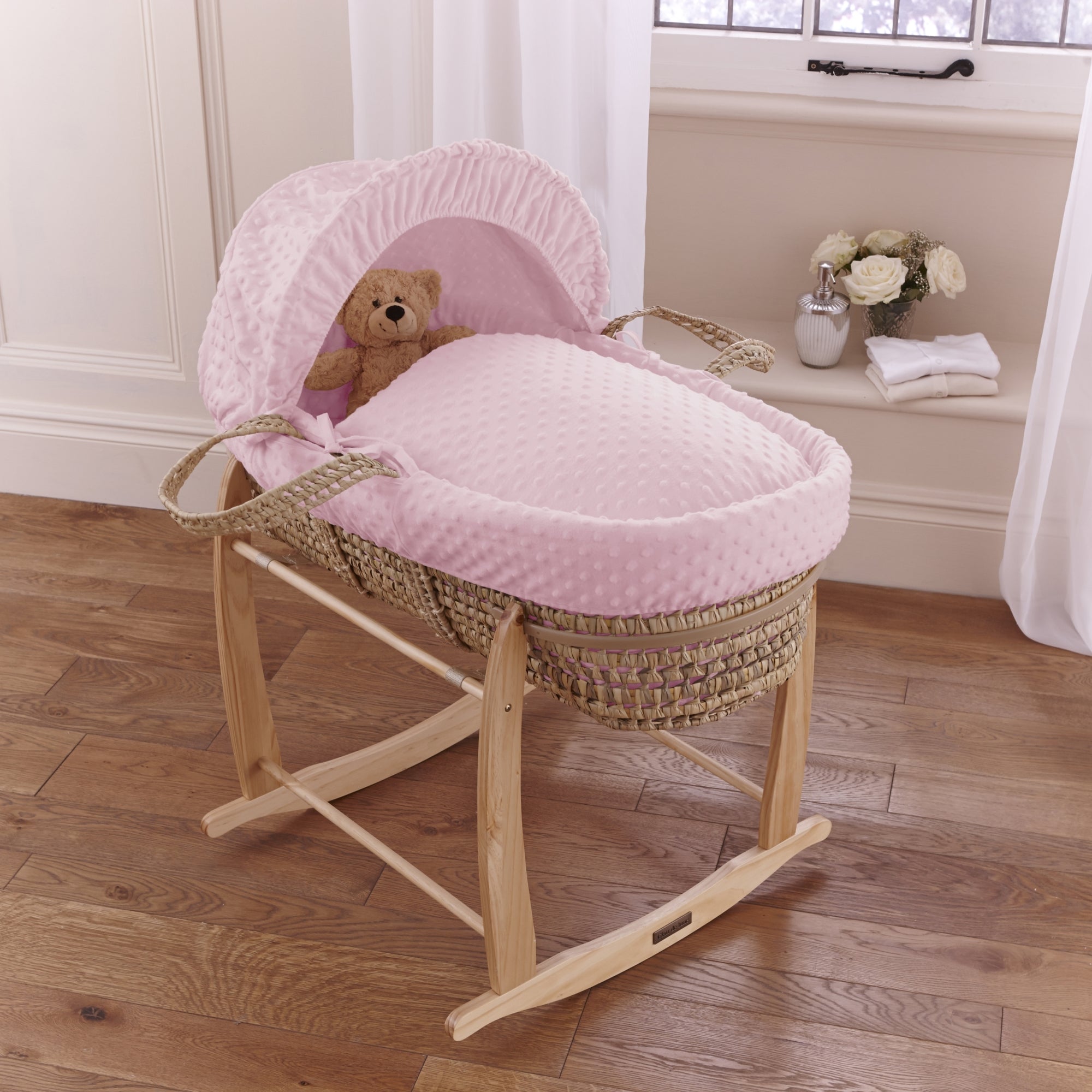Clair de Lune Pink Dimple Palm Moses Basket