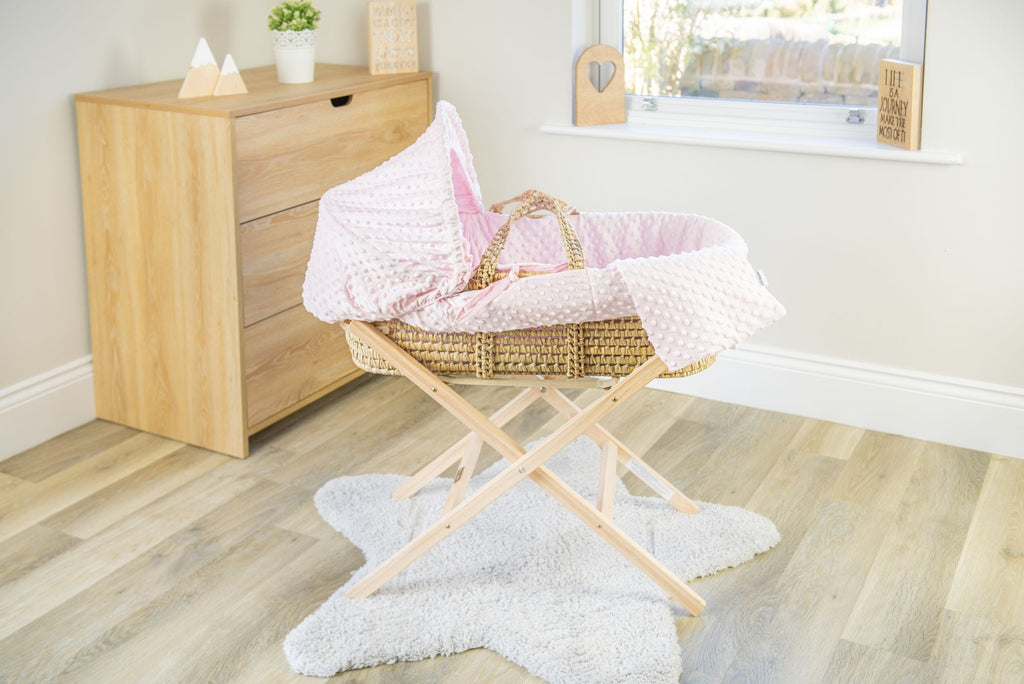 Clair de Lune Pink Dimple Palm Moses Basket